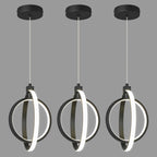 Modern LED Chandelier Chrome Rectangular Pendant Light Fixtures 4000K 20W Dimmable Height Adjustable Pendant Lighting for Dining Room Kitchen Island Bedroom Living Room Foyer（3-Pack）