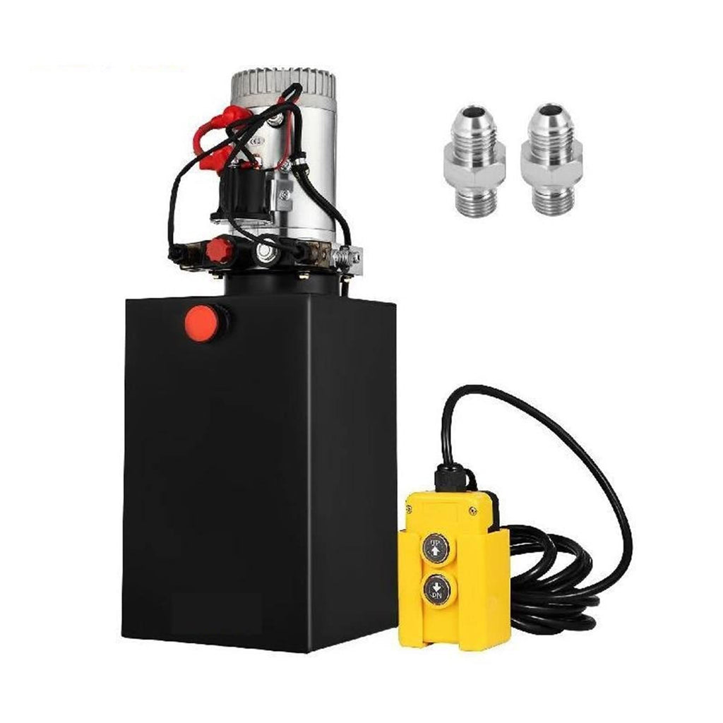 Car Jack Hydraulic Pump 12V DC Double Acting Power Unit 4-20 Quart Steel Oil Tank Dump Trailer Truck Car Lift Motor Pump(12 Quart 2 Acting)