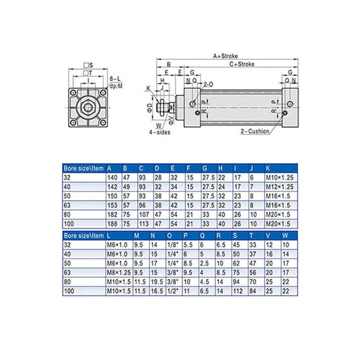 1 PCS SC50mm Cylinder Piston Double Acting