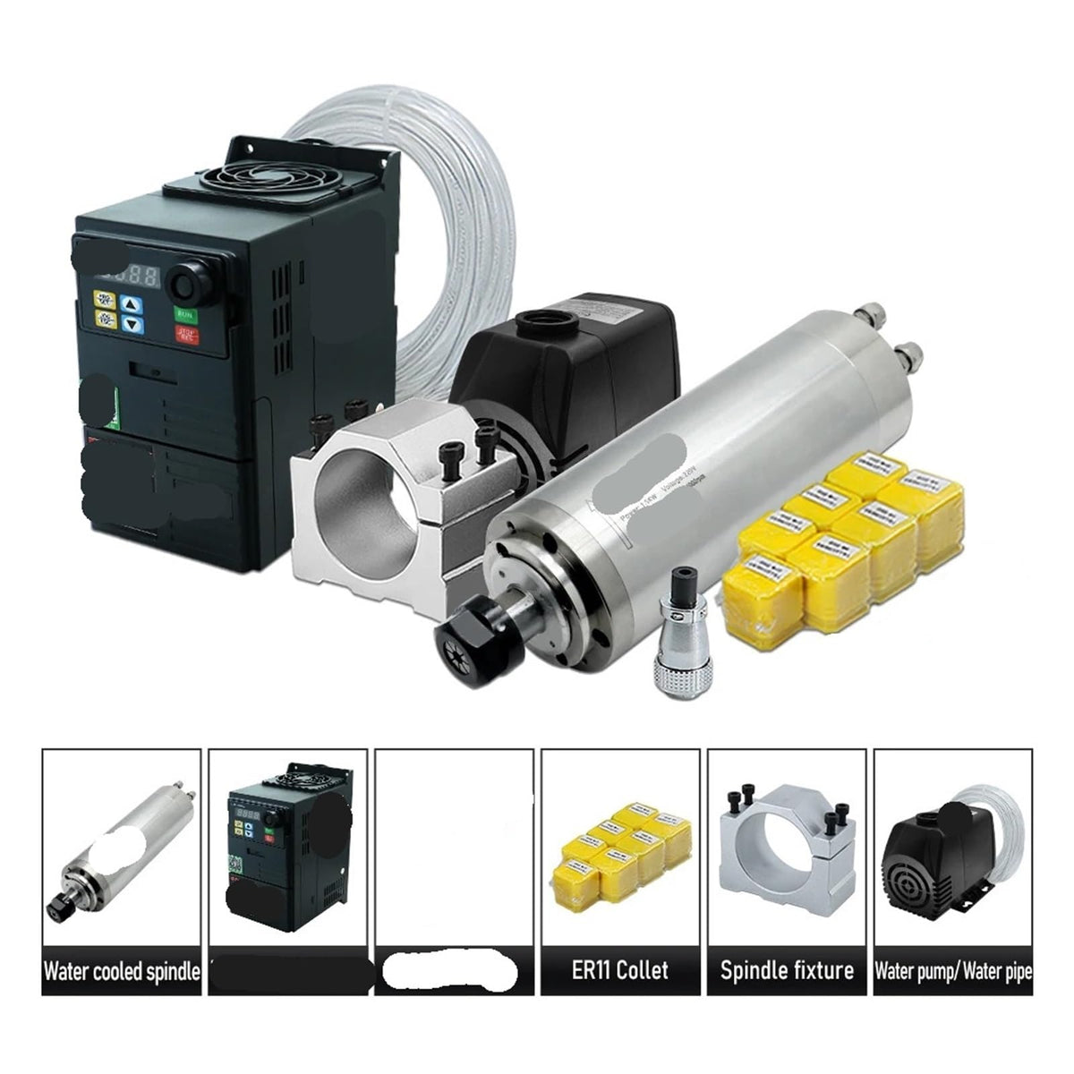 1500w Spindle Motor 220v Er11 1.5kw Round Water Cooling Spindle 24000rpm +1.5kw Vfd 50/60hz +Water Pump +80mm Bracket