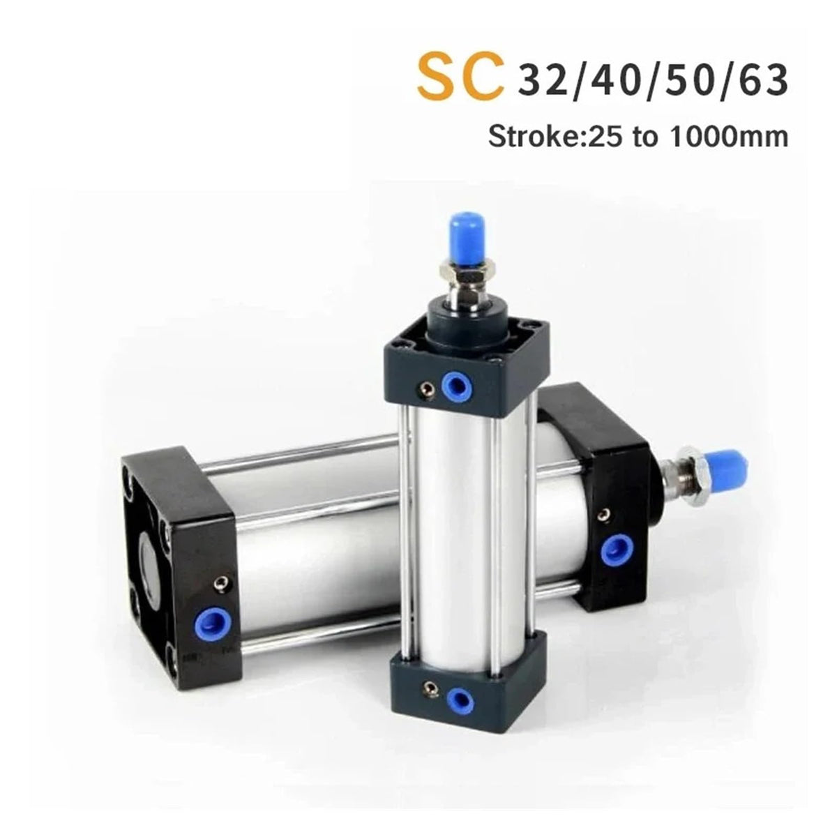 Double Acting 50/75/100/125/150/175/200/250/300/400/500/1000mm Stroke SC Standard Pneumatic Cylinder SC32/40/50/63mm Cylinder Bore(700mm Stroke,Bore 32mm)