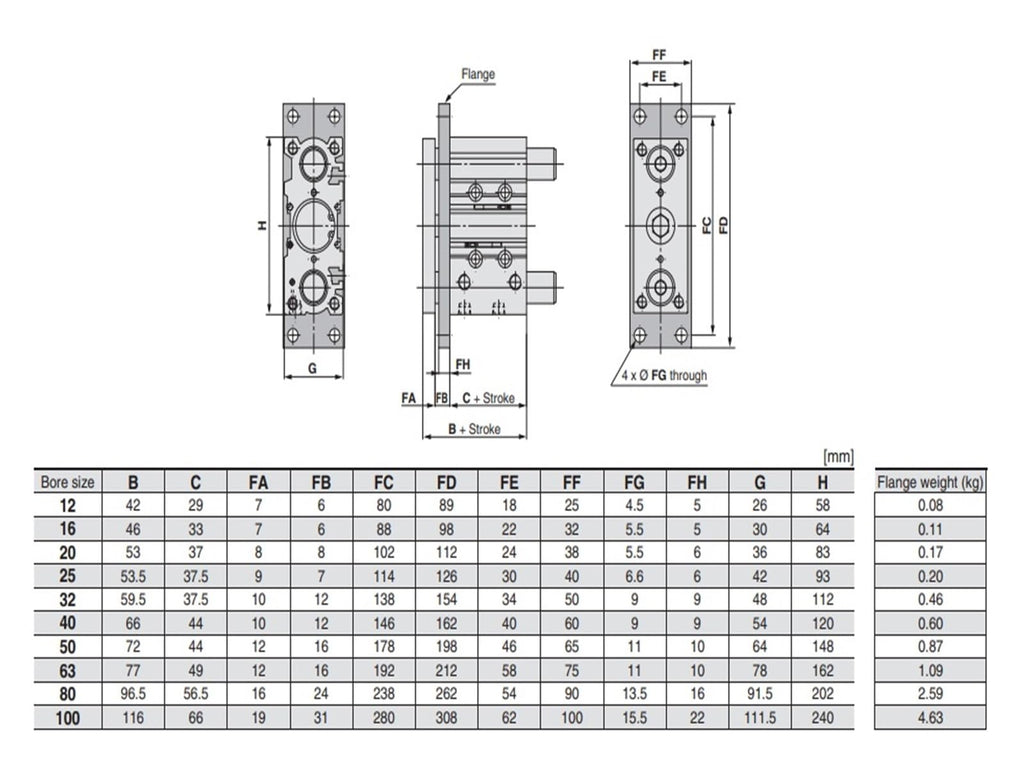 Compact Guide Cylinder MGPM12-15Z for Pneumatic Parts
