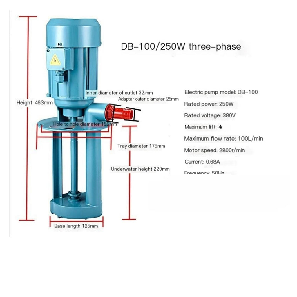 DB-100 Industrial Cooling Pump, 380V 250W Three Phase Oil Pump for Heavy-Duty Machine Tool