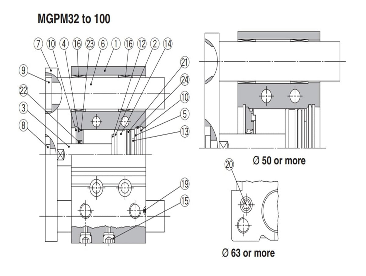 Compact Guide Cylinder MGPM12-15Z for Pneumatic Parts