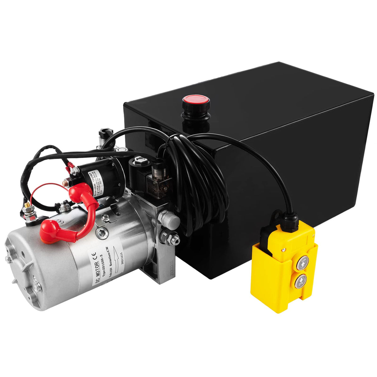 Hydraulic Pump 20 Quart Double Acting Dump Trailer Hydraulic Pump DC 12V, Hydraulic Power Unit Metal Reservoir Horizontal Mount for Dump Truck Car Lifting Remotely Controlled