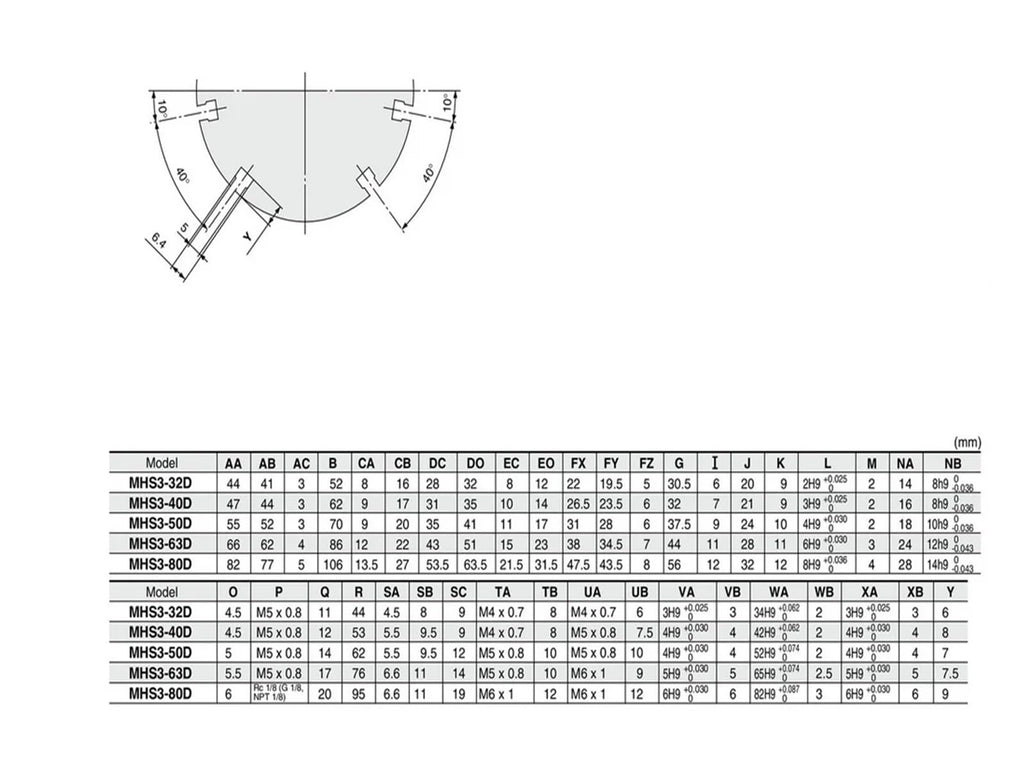 Cylinder air Gripper 3-Figer Type MHS Series MHS3-16D/20D/25D/32D/40D/50D/63D/80D/100D/125D SMC Type(MHS3-40D)