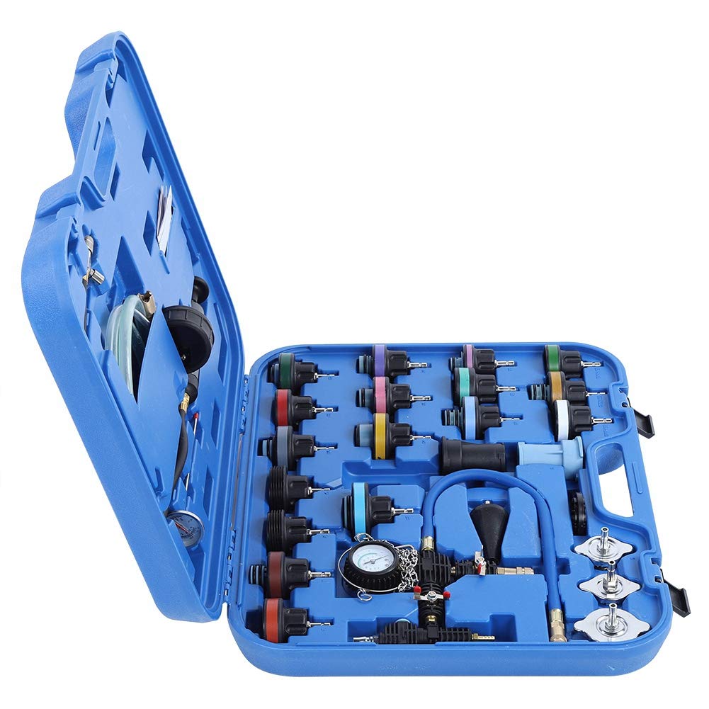 28pcs Universal car Water Tank Leak Tester Cooling System Detector Tool kit Strong Enough Cooling System Tester coolant Pressure Tester Tank Leak Detector for Variety Vehicle Model