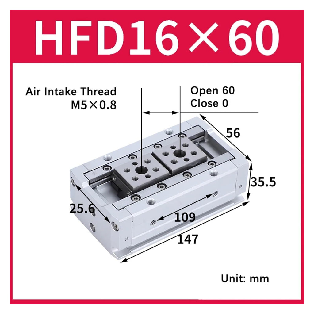 Air Cylinder HFD8 HFD12 HFD16 HFD20 HFD25 Compact Air Gripper Pneumatic Cylinder(HFD16X60)