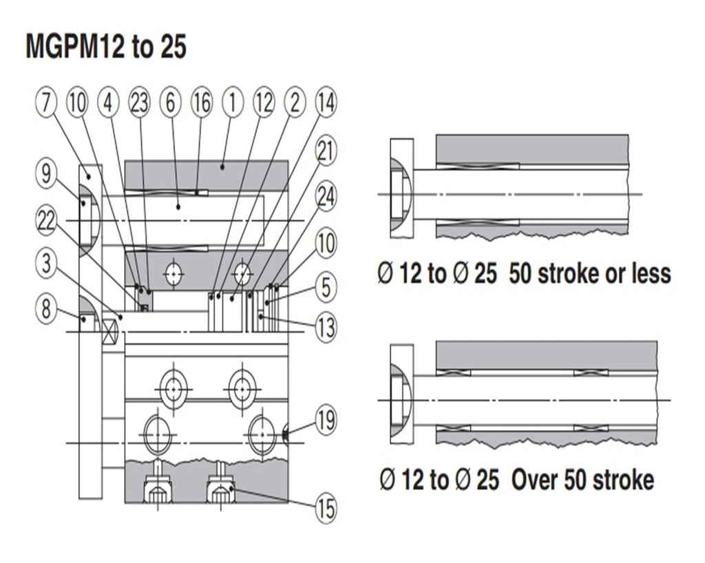Compact Guide Cylinder MGPM12-15Z for Pneumatic Parts