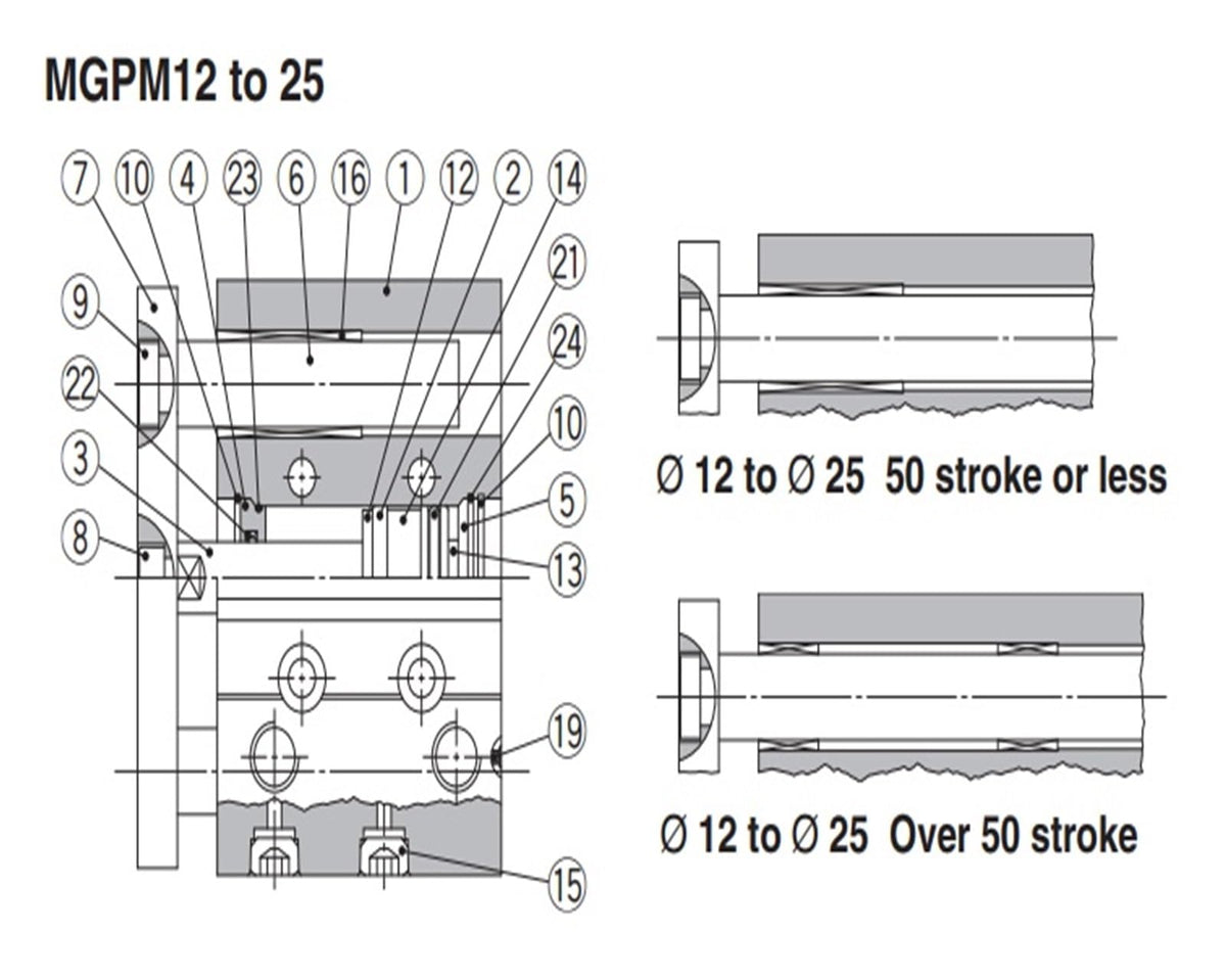 Compact Guide Cylinder MGPM12-15Z for Pneumatic Parts