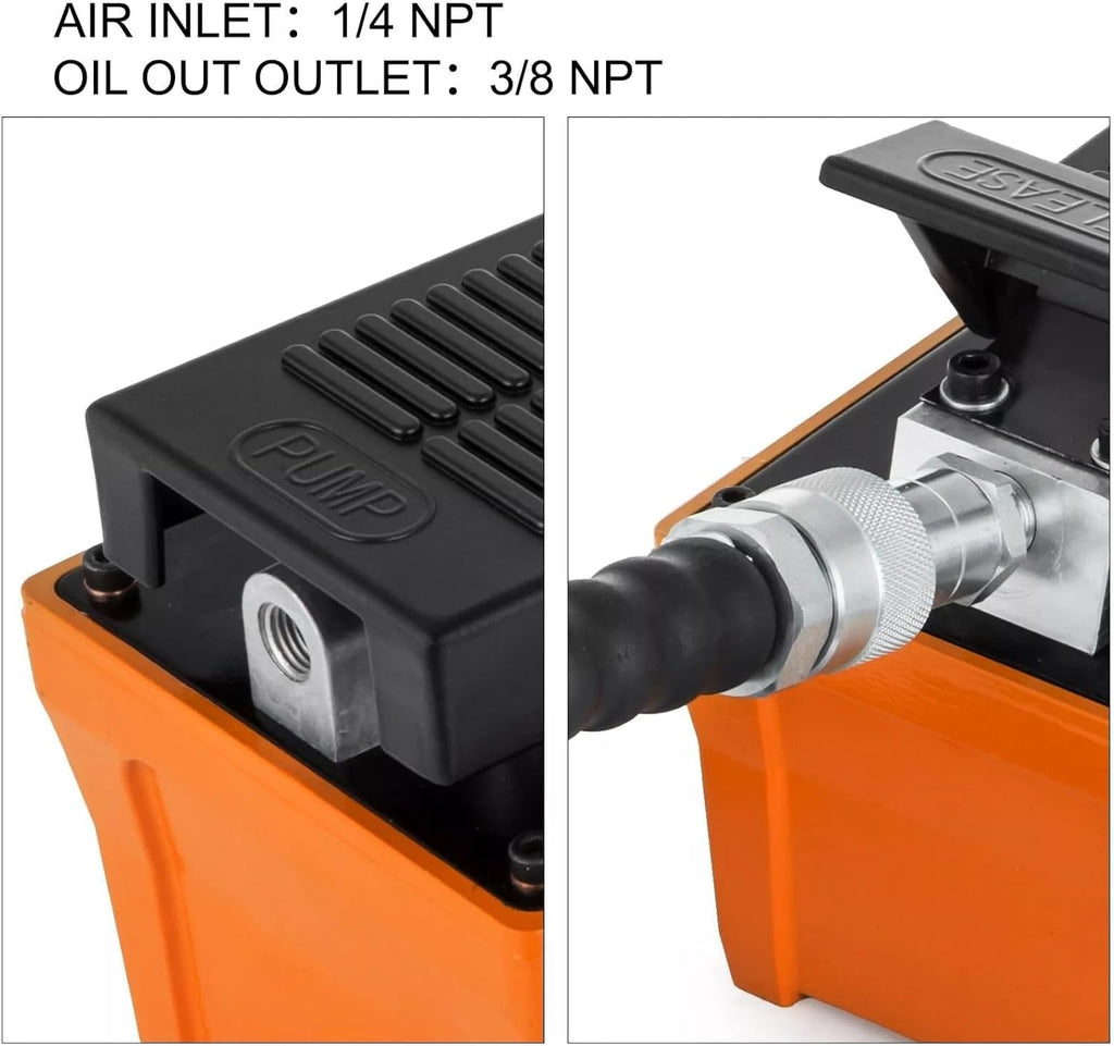 10000 Psi 2.3L Pneumatic Hydraulic Foot Pump with Flexible Hose and Adjustable Pressure Spray Gun 700kg/cm² Range 0.7 to 1 Durable Design for Lifting, Spost