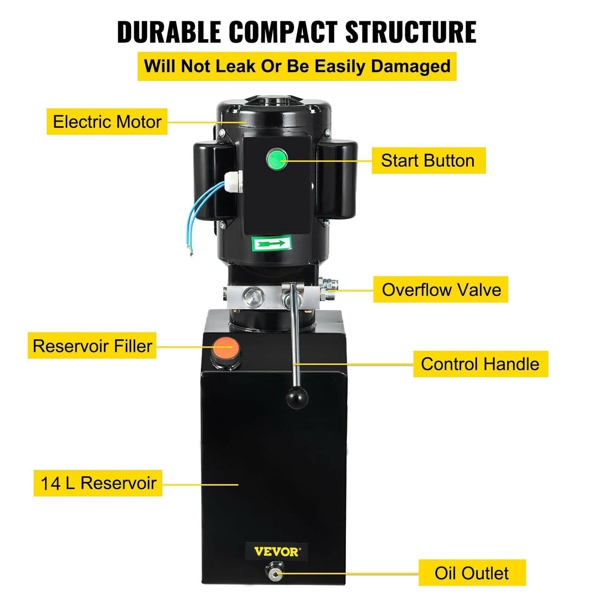 Low Profile Hydraulic Lifting Jack Car Mounted Hydraulic Pump 14L Quarthydraulic Pump Unit Dump Trailer Auto Repair Shop with Oil Reservoir Tan Car Hydraulic Pumps