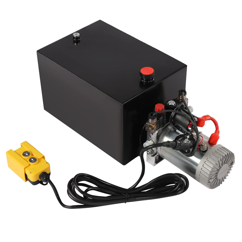 Hydraulic Unit 20 Quart Double Acting Hydraulic Pump 3KW 12V DC Electric Hydraulic Pump Pack Unit with Oil Tank for Dump Truck Car Lifting Remote Control