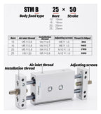 Small Pneumatic Sliding Table Double Shaft Double Rod Cylinder STMB10 16 20 25 Stroke 25 50 75 100 125 150 175 200 250 300(Stroke 200mm)