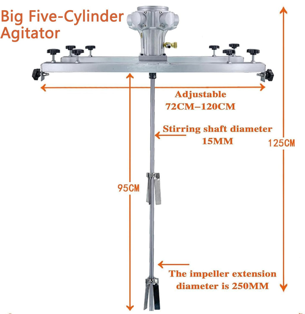 Air Agitator Pneumatic Tank Mixer Machine,Pneumatic Agitator Paint Stirring Machine,Adjustable Size,For Paint Coating Materials,BigFive-Cylinder