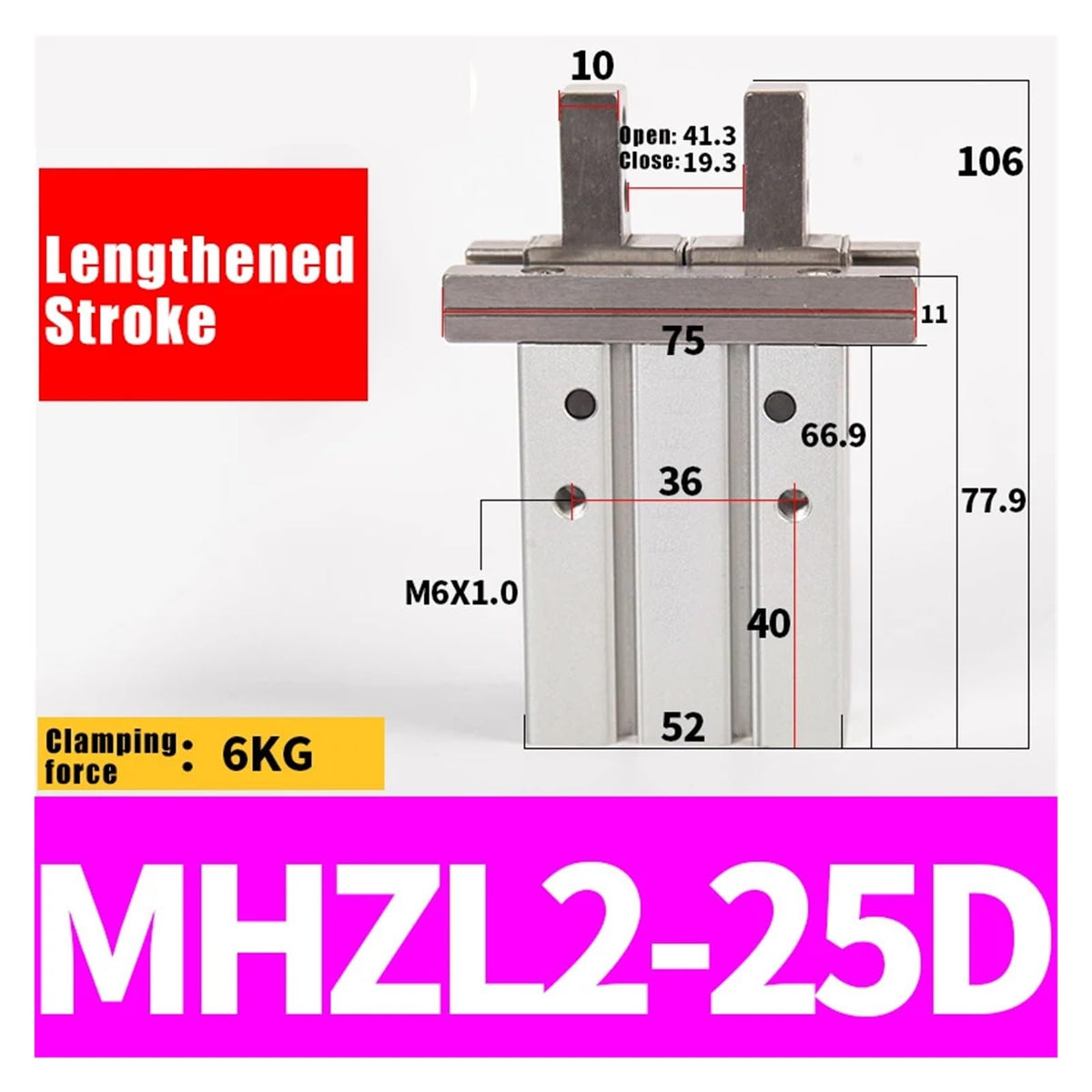 MHZ2 MHZL2 16D Parallel Style Pneumatic Air Gripper Cylinder MHZ2 16D 20D 25D 32D 40D Double Acting Gripper MHZL2(MHZL2-25D)