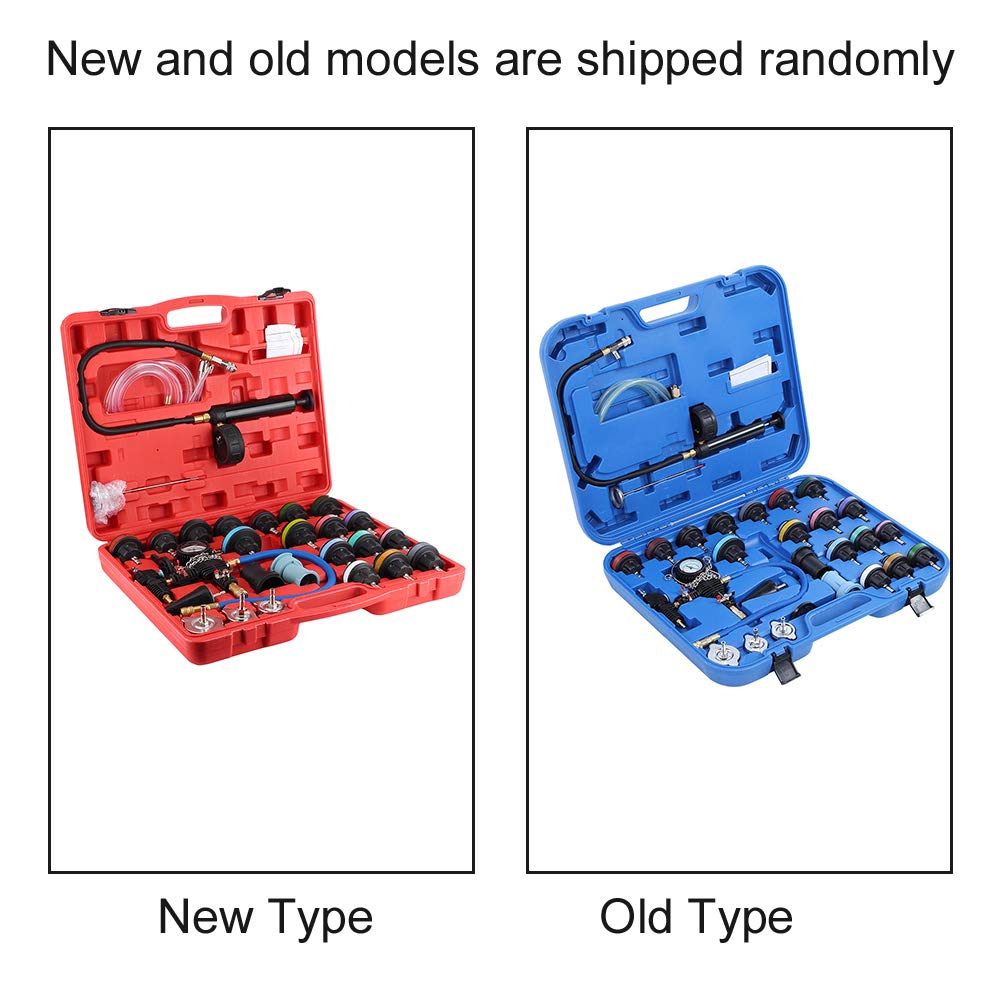 28pcs Universal car Water Tank Leak Tester Cooling System Detector Tool kit Strong Enough Cooling System Tester coolant Pressure Tester Tank Leak Detector for Variety Vehicle Model