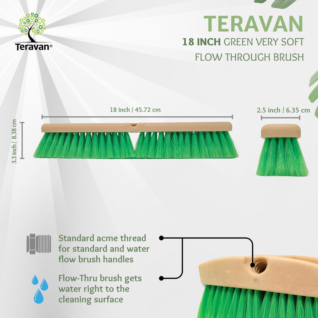 18-Inch Very Soft Flow Through Brush Head, Green, Pack of 12