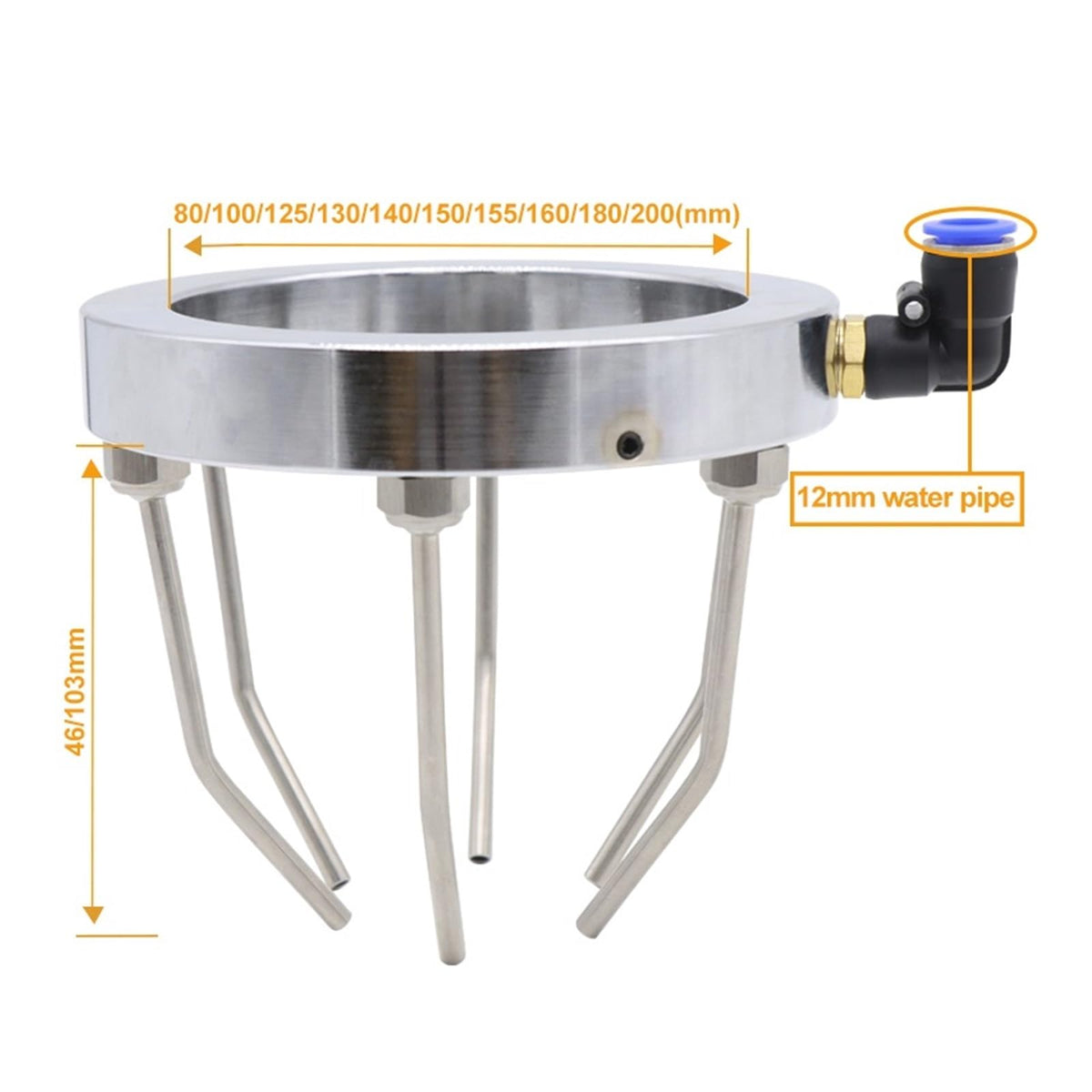Spindle Cooling Ring CNC Spindle Tool Cooling Water Ring Stainless Steel Plastic/Metal Nozzle 360 Degrees Durable Spray Machine(155mm Plastic nozzle)