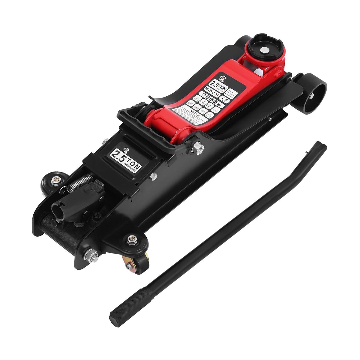 2.5 T Hydraulic Car Jack with Wheel Portable Manual Tire Replacement Repair Tool Pump Heavy Duty for Truck Auto Vehicle Lifting Easy Lift