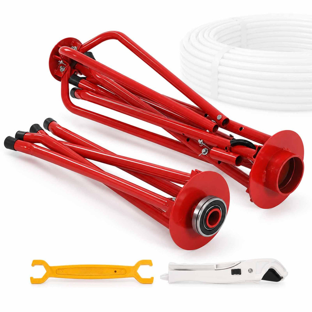 Heavy Duty Pex Piping Uncoiler, Multi-function Folding Tube Dispenser, 360° Rotation, Anti-kink Tubing, Foldable Pipe Dispenser, For Potable Water & Floor Heating Pipes Single Bearing Kit 3
