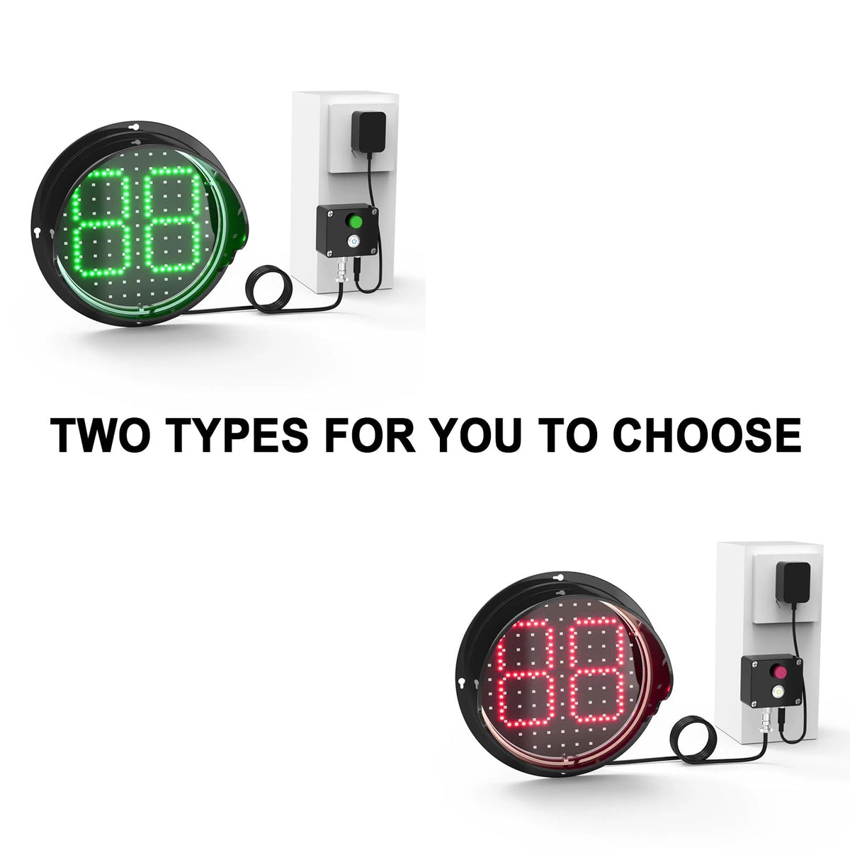 Traffic Light, 200mm Red and Green Signal Light, one-Color Countdown, Red/Green Stop and Go Light, Industrial Signal Lamp for Wall, with Remote Control, Plug & Play(Red)(Red)