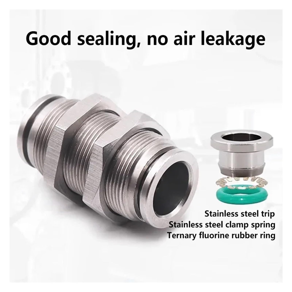 10PCS 304 Stainless Steel Pneumatic Connector PM Partition Metal Quick Coupling Plug 4 6 8 10 12 16mm Trachea Connector joyous(PM-16,50 pcs)