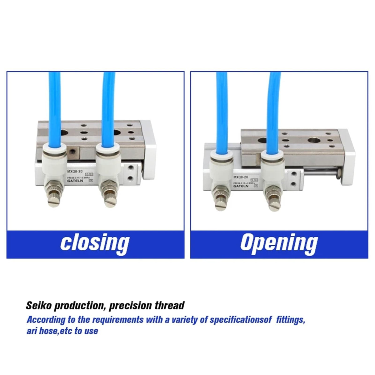 MXQ20 Series air Slide Table Dual Rod Rail Pneumatic Cylinder bore 20mm Stroke 10-150mm MXQ20-125 MXQ20-50A/AS/AT/B/BS(MXQ20-10,-AS)