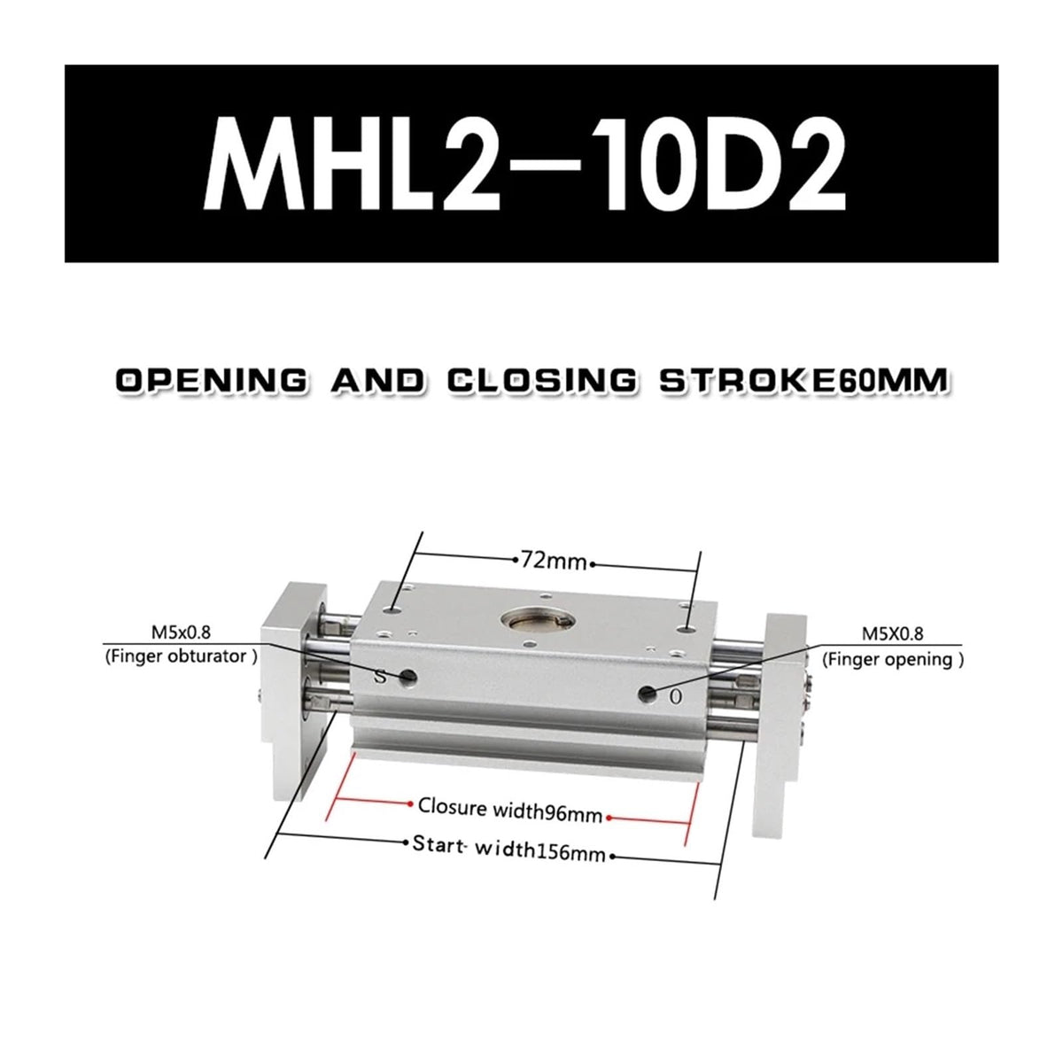 Wide Type Pneumatic Finger Clamping MHL2-10 of 16d/d/20d/d/32 Large Diameter 40 d1 / d2 Pneumatic Rich Type Cylinder(MHL2-10D2)