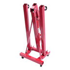 2T Folding Hydraulic Crane, Hydraulic Crane with Engine Leveler 4409lbs Capacity Heavy Duty Folding Shop Crane with 6 Casters for Engine Lift Loading Red