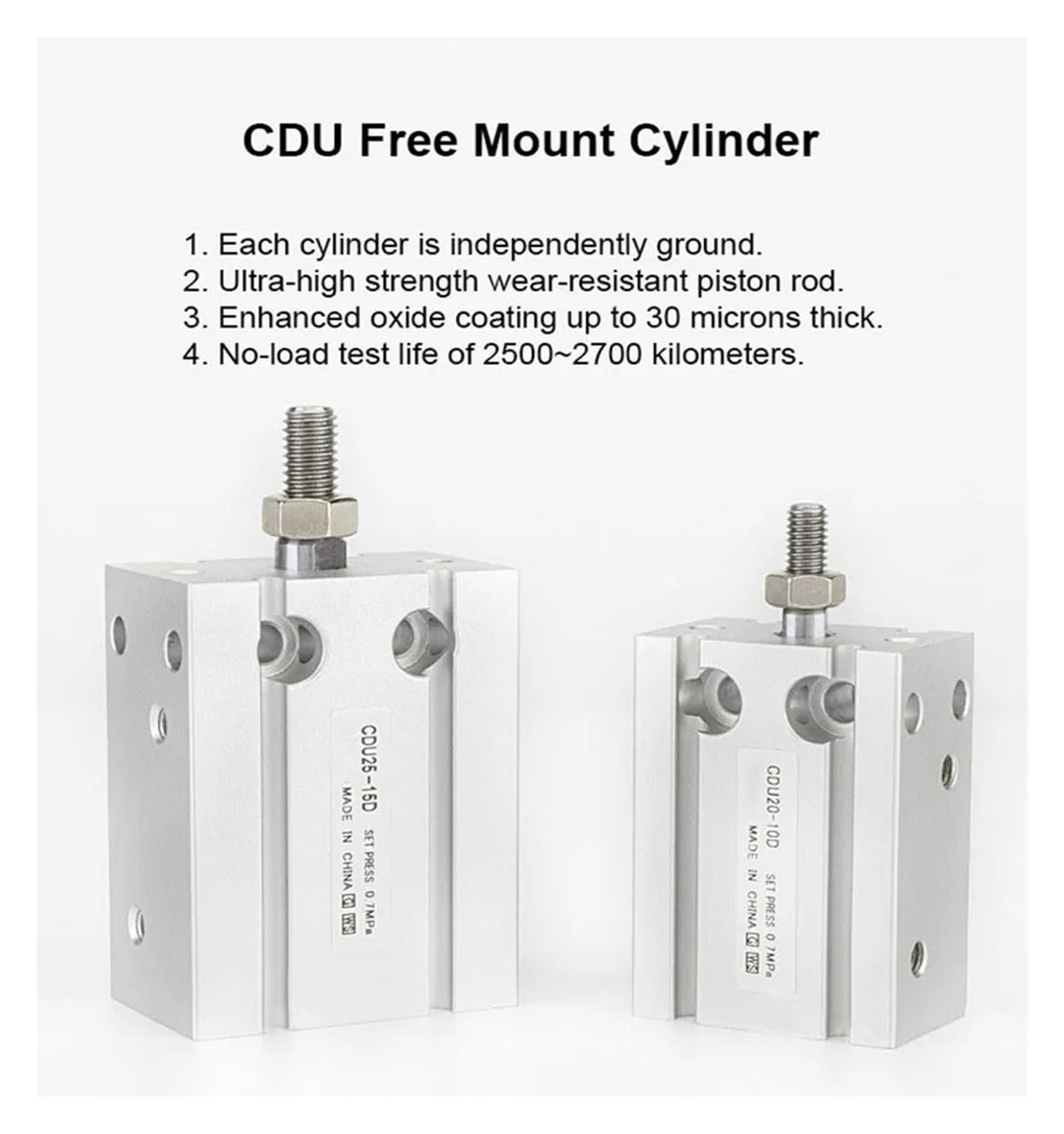 1pcs Free Mount Cylinder Double Acting Single Rod Pneumatic Air Cylinder Bore 6/10/16/.../32 mm Stroke 5/10/15/.../70 mm(Bore 32mm)