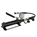 Manual Hydraulic Pump,10000PSI Hand Lifting Pump With 70cm Hose And ZG3/8 Thread, Max 700kg/㎝² High Pressure, 175cc Oil Content, Aluminum Pump Body for Hydraulic Tools standard standard+gauge