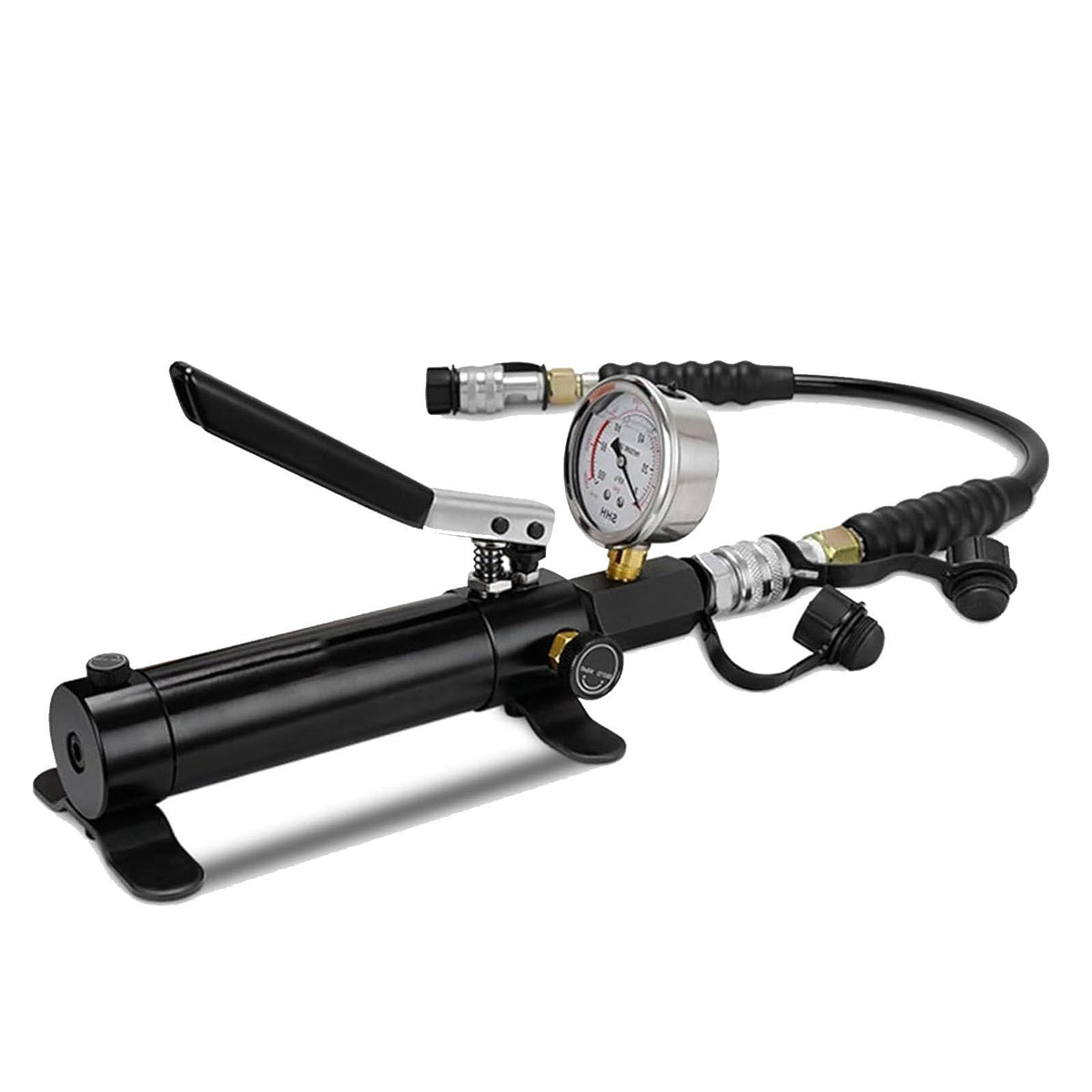 Manual Hydraulic Pump,10000PSI Hand Lifting Pump With 70cm Hose And ZG3/8 Thread, Max 700kg/㎝² High Pressure, 175cc Oil Content, Aluminum Pump Body for Hydraulic Tools standard standard+gauge
