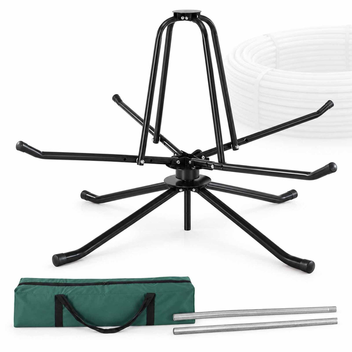 Heavy Duty Pex Piping Uncoiler, Multi-function Folding Tube Dispenser, 360° Rotation, Anti-kink Tubing, Foldable Pipe Dispenser, For Potable Water & Floor Heating Pipes Single Bearing Kit 3