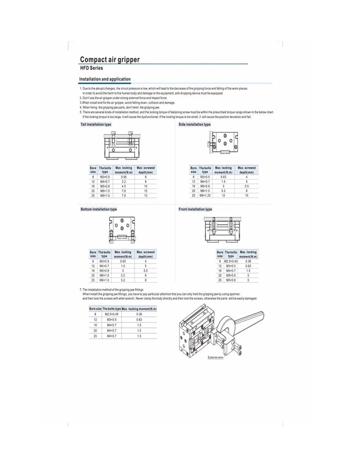 Thin Cylinder Pneumatic Finger HFD8X8 8X15 8X30 HFD12X10 12X25 12X50 HFD16X15 16X30 16X60 HFD20X20 20X40 20X80 25X40(HFD16X30)