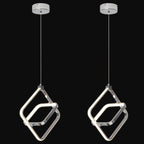 Modern LED Chandelier Chrome Rectangular Pendant Light Fixtures 4000K 20W Dimmable Height Adjustable Pendant Lighting for Dining Room Kitchen Island Bedroom Living Room Foyer（3-Pack）