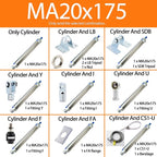 -Air Cylinder 25-500mm Stroke MA20 Series Stainless Steel Mini Air Pneumatic Cylinder Double Acting Pneumatic Piston(MA20X175,Only Cylinder)