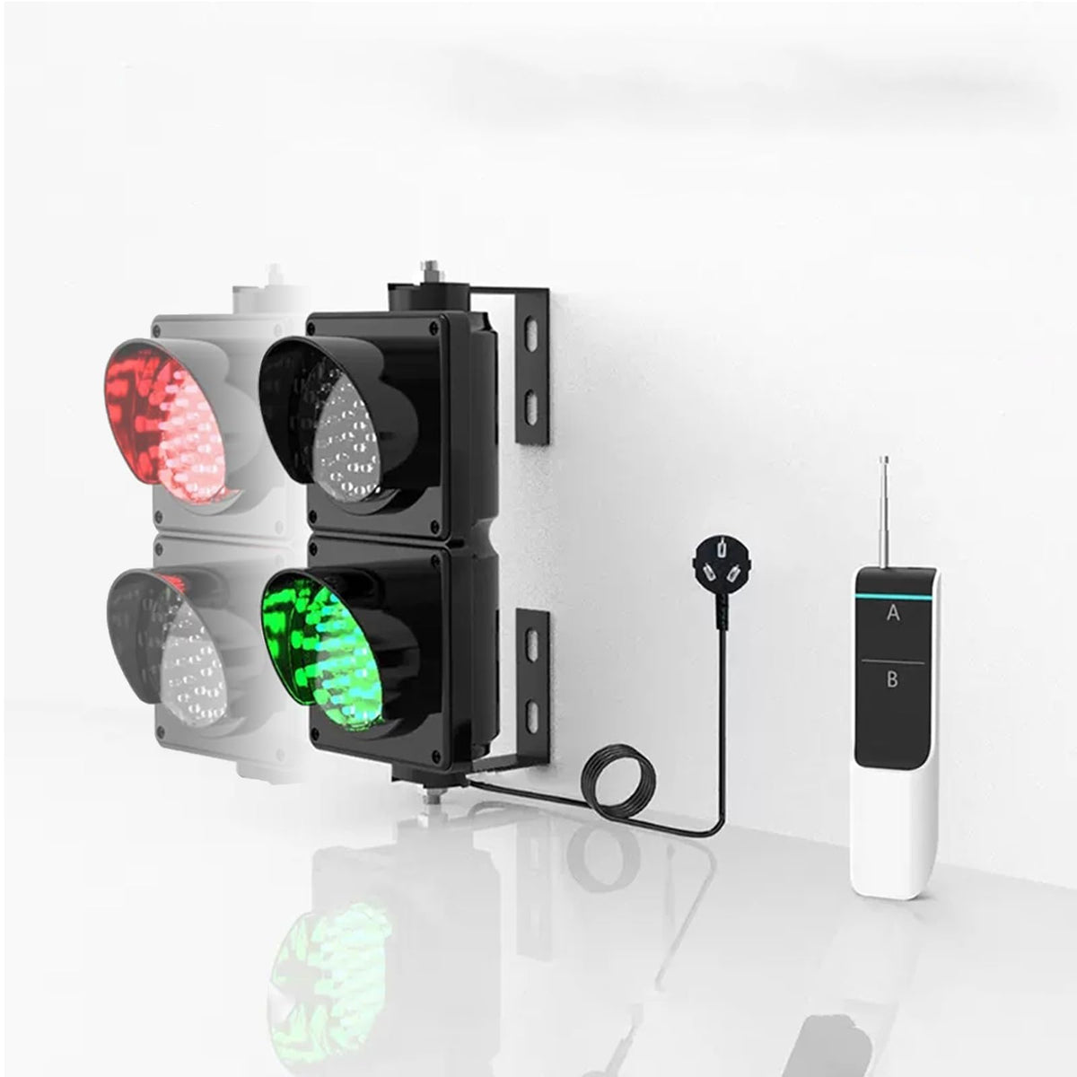 100mm(4inch) LED Traffic Stop Light, Industrial Loading Dock Bay Light, Signal Lamp for Wall, with Remote Control, Plug & Play- Traffic Light(1.5m)(1.5m)