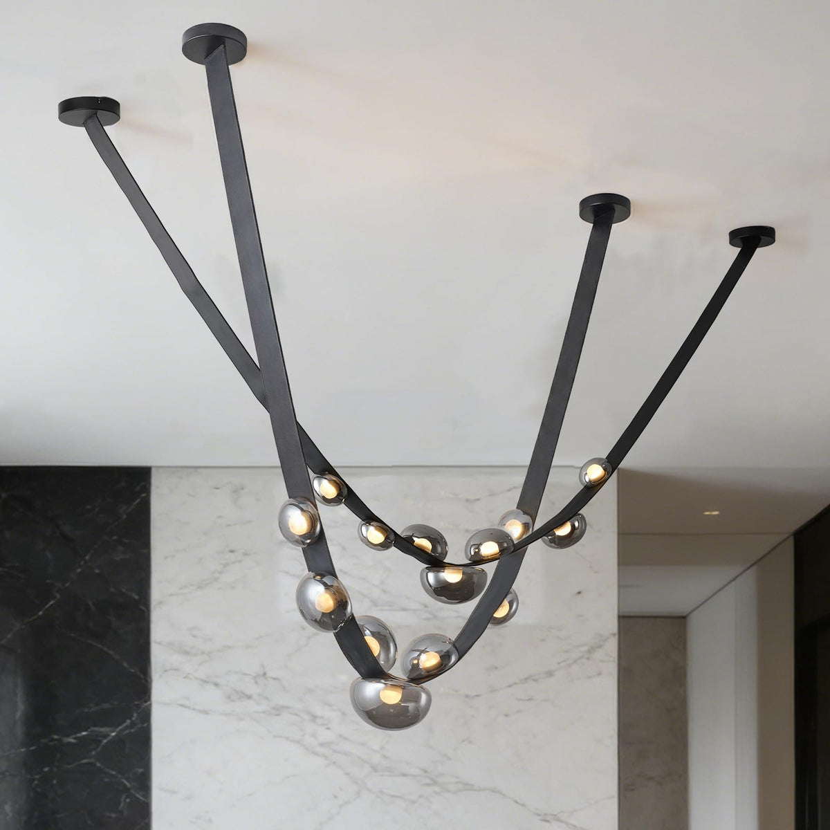 Chandeliers for high Ceilings Duplex Building Large Chandelier Living Room Villa Modern Minimalist Staircase Chandelier (one Belt)