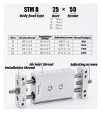 Small Pneumatic Sliding Table Double Shaft Double Rod Cylinder STMB10 16 20 25 Stroke 25 50 75 100 125 150 175 200 250 300(Stroke 25mm)
