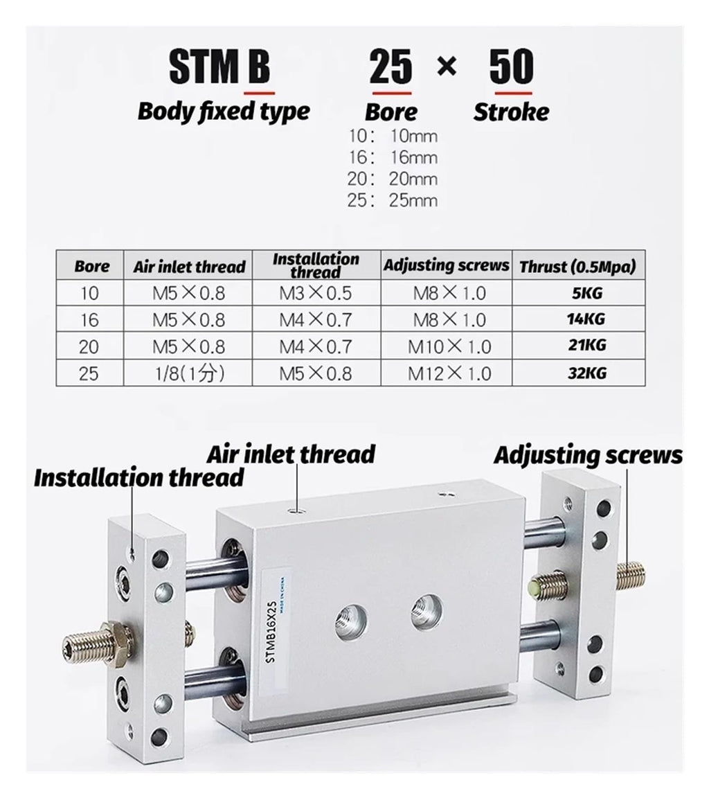 Small Pneumatic Sliding Table Double Shaft Double Rod Cylinder STMB10 16 20 25 Stroke 25 50 75 100 125 150 175 200 250 300(Stroke 150mm)