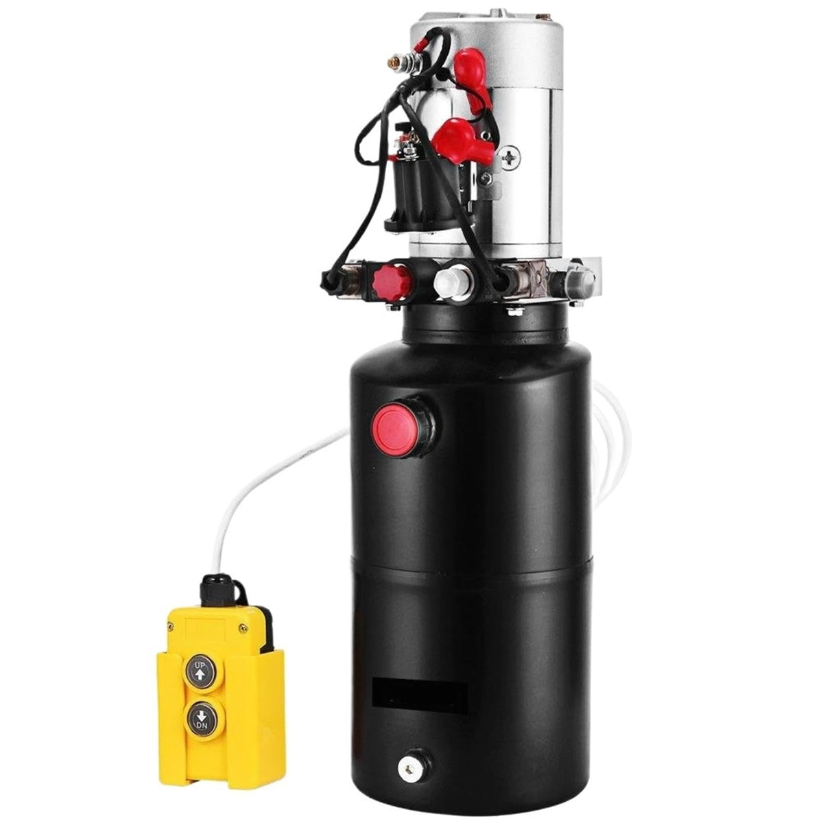 12V DC Double Acting Hydraulic Pump with 8 Quart Steel Reservoir for Dump Trailers and Car Lift Applications