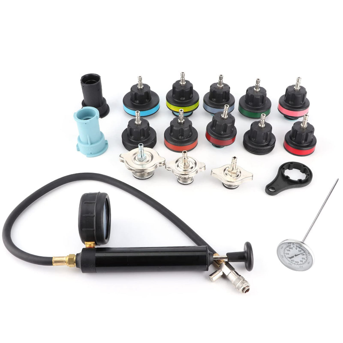 18PCS Car Cooling System Tester Kit, Leak Detector for, Excellent Quality PC Material, Durably and Accurate, Wide Application for Various Vehicle