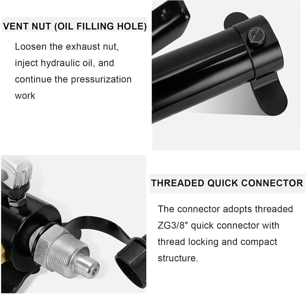 Manual Hydraulic Pump,Power Pack Hydraulic Lifting Pump Aluminum Hydraulic Lift Pump, 10000psi Hand Pump with 70cm Hose, 175cc Oil Capacity, Adjustable Oil Return Valve(Standard+Gauge)