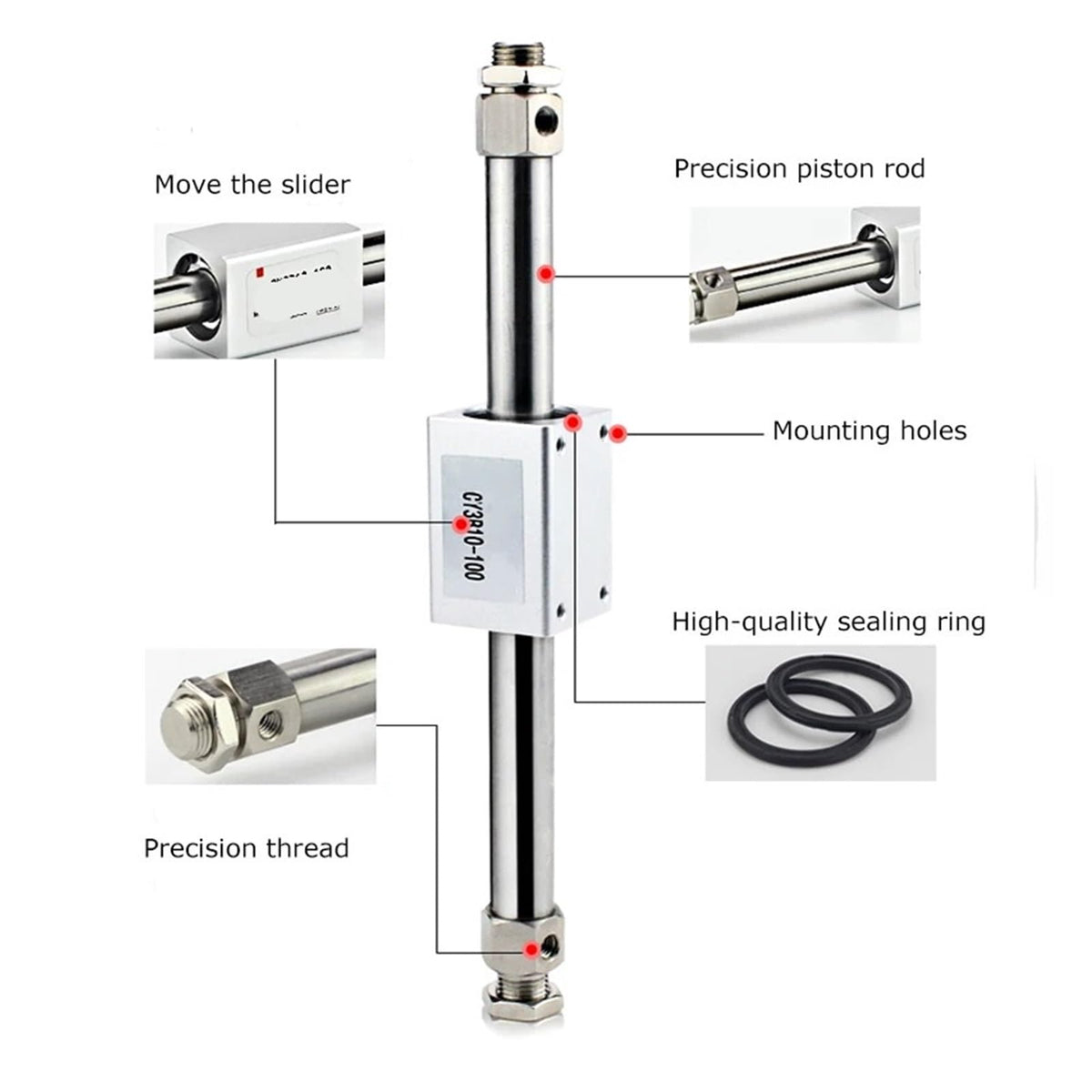 CY3B6, CY3B10 Magnetic Coupled Rodless Cylinder High Pressure Aluminum Alloy Long Stroke Rodless Cylinder CY3B6, CY3B10(Stroke 600mm,CY3B6)