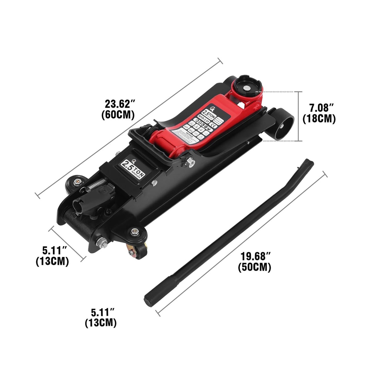 2.5 T Hydraulic Car Jack with Wheel Portable Manual Tire Replacement Repair Tool Pump Heavy Duty for Truck Auto Vehicle Lifting Easy Lift