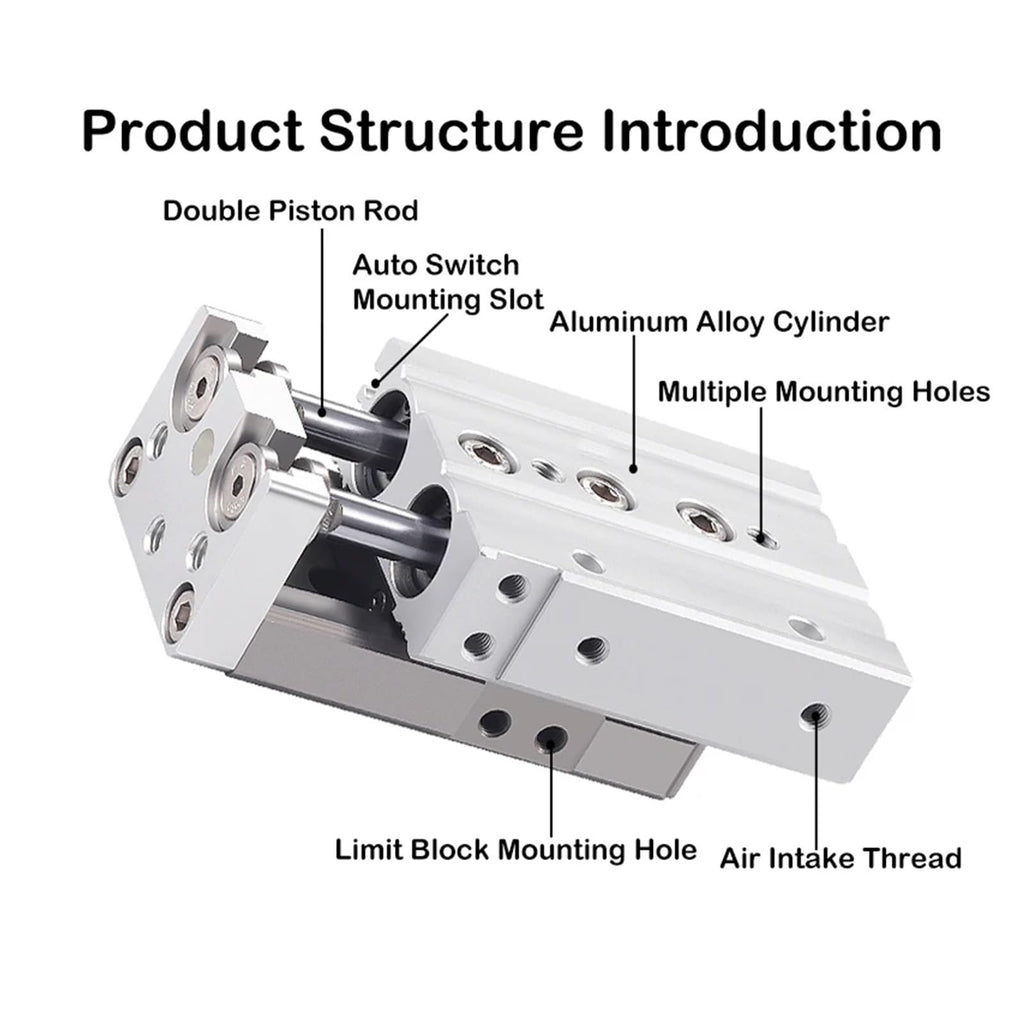 Air Slide Table Dual Rod Rail Slide Air Pneumatic Cylinder MXQ6 MXQ8 MXQ12 MXQ16 MXQ20 MXQ25(MXQ Bore 12mm)