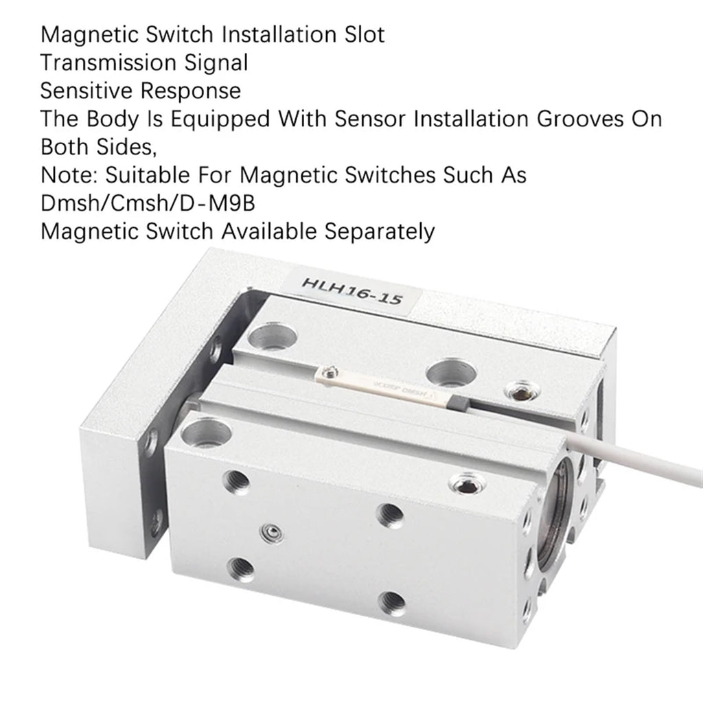 HLH6/10/16/20 Air Side Table Rail Type Pneumatic Cylinder Piston5S/10S/15S/20S/30S/40S/50S/60S(Stroke 5mm,Bore 20mm)