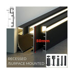 0.5/1M/Pcs 50mm LED Aluminium Profile Baseboard Hard Bar Strip