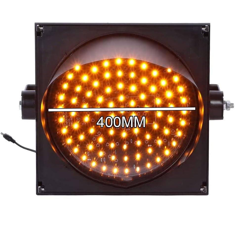 Solar Traffic Signals Signs Lights, LED Traffic Light, Yellow Traffic Warning Light, Flashing Light, Industrial LED Traffic Stop Light with Solar Panel, for Intersections, Roads, Toll Booths, Curves(4